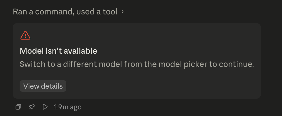 Screenshot of Fable model missing error message